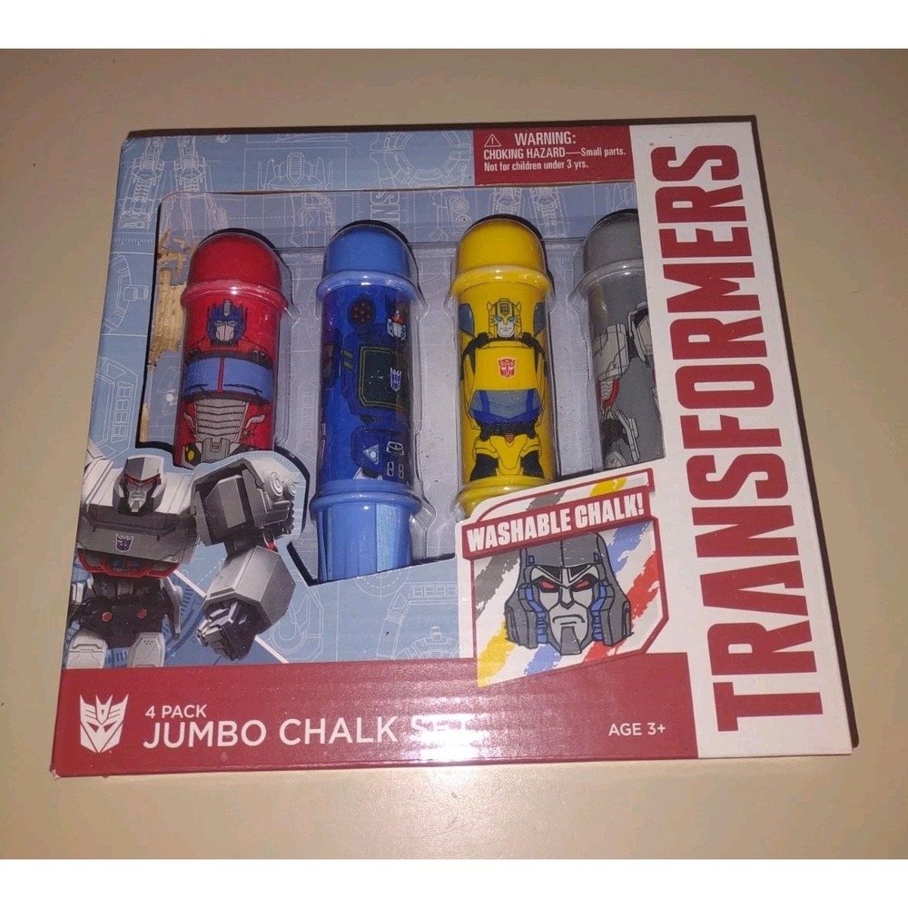 Transformers Jumbo Washable Chalk 4 Pack Hasbro Crayola Style New Sealed